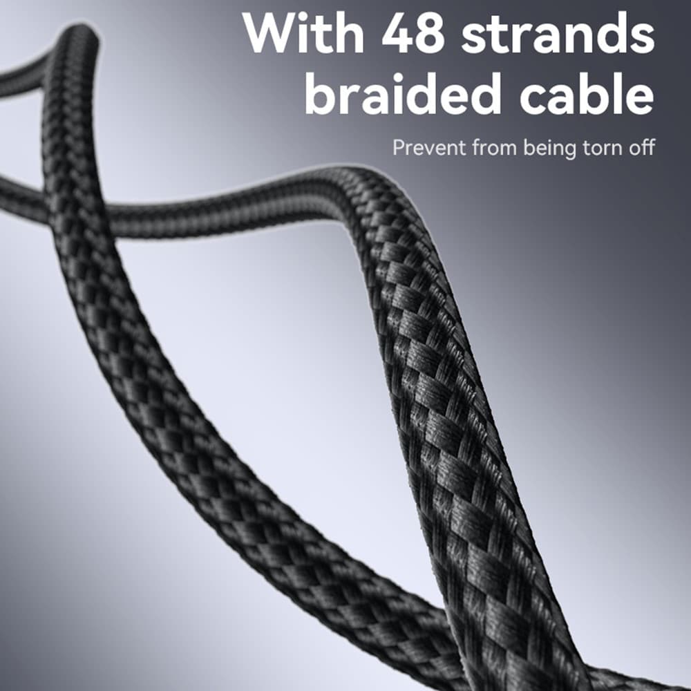 Yesido - Data Καλώδιο (ca185) - Type-C To Type-C, Fast Charging, 480mbps, 240w, 48v/5a, E-Mark Chip, Nylon Braided, 1.2m - Black - Image 7