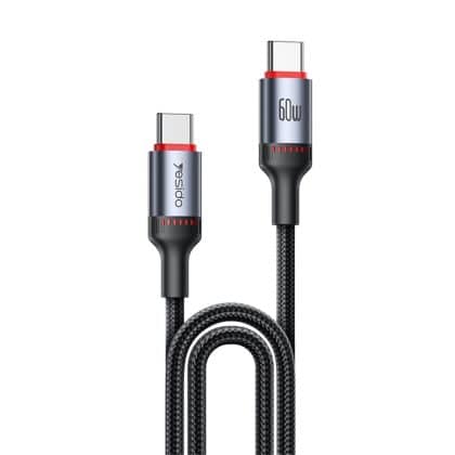 Yesido - Data Καλώδιο (ca181) - Type-C To Type-C, Fast Charging, 60w, 3a, 480mbps, Aluminum Alloy, 1.2m - Black