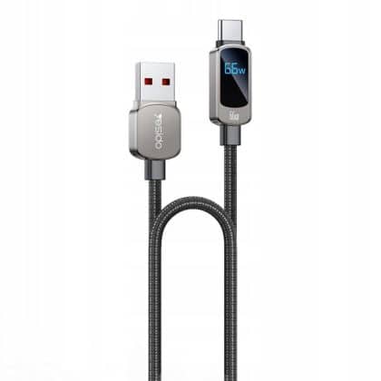 Yesido - Data Καλώδιο (ca128c) - With Led Power Display, USB To Type-C, Fast Charge, 66w, 5a, 480mbps, 1.2m - Black