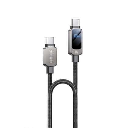 Yesido - Data Καλώδιο (ca179) - Super Fast Charging, With Digital Display, Type-C To Type-C, 100w, 5a, 480mbps, 1.2m - Black