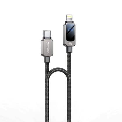 Yesido - Data Καλώδιο (ca180) - Super Fast Charging, With Digital Display, Type-C To Type-C, 27w, 3a, 480mbps, 1.2m - Black