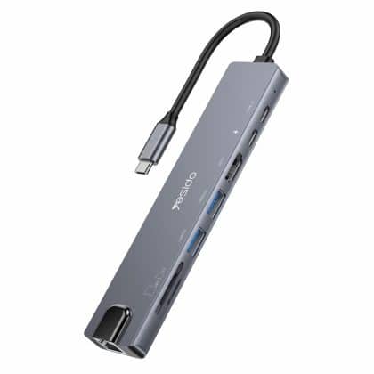 Yesido - Docking Station 8in1 (hb27) - Type-C To 2x USB, 2x USB-C, Hdmi, Rj45, Tf/sd, Pd100w, Fast Charge, 4k@30hz - Gray