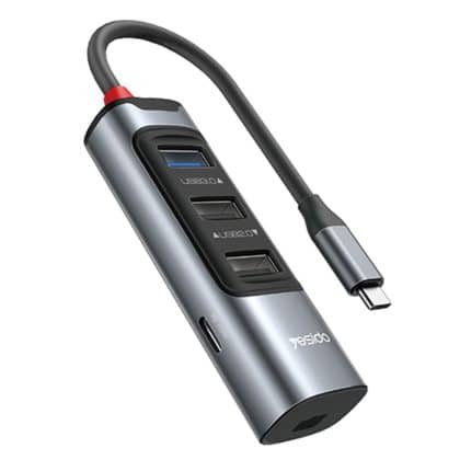 Yesido - Docking Station 5in1 (hb24) - Type-C To 3x USB, USB-C, Mini Displayport, Pd100w, Fast Charge, 4k@30hz, 5gbps - Gray