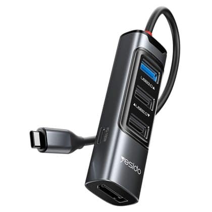 Yesido - Docking Station 5in1 (hb23) - Type-C To 3x USB, USB-C, Displayport, Pd100w, Fast Charge, 4k@30hz, 5gbps - Gray