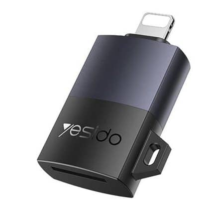 Yesido - Αντάπτορας (gs38) - Lightning Σε Tf Κάρτα, Για iPhone, iPad, 480mbps, 4k, Φωτιζόμενη Ενδειξη - Γκρι