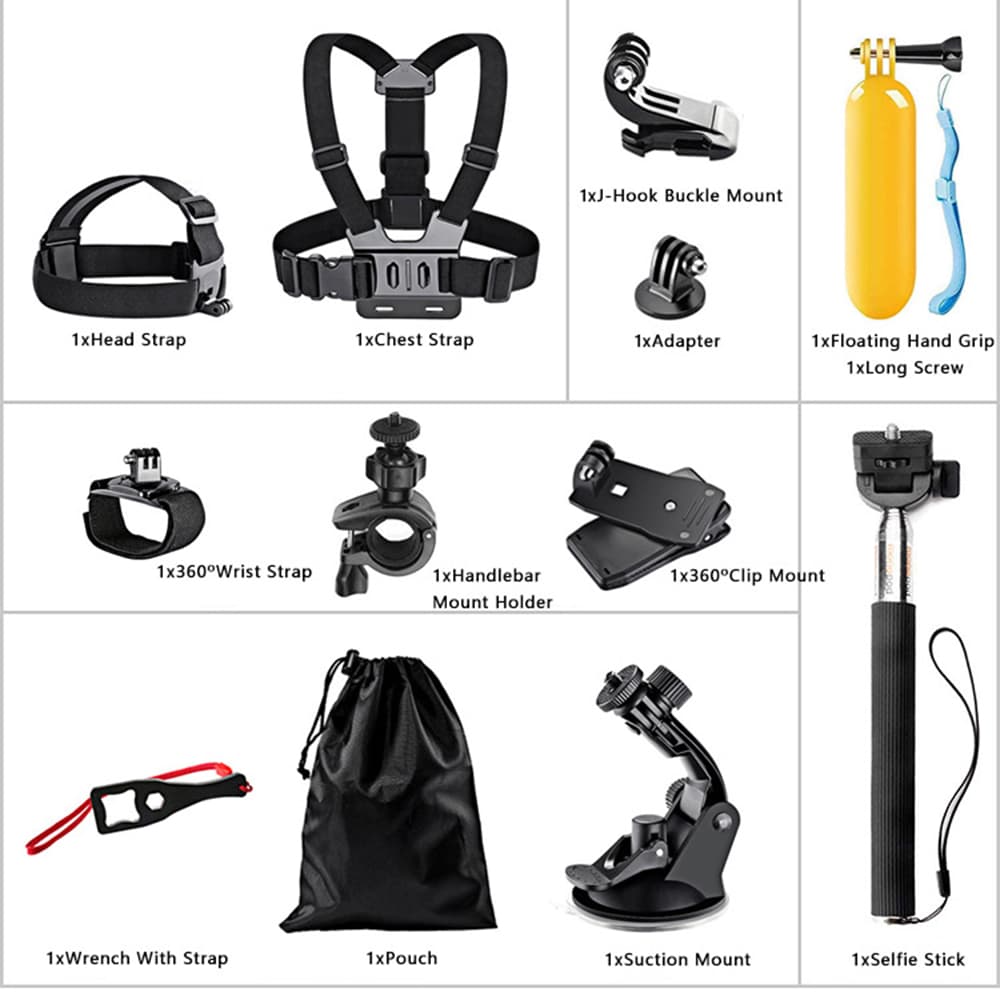 Techsuit - Σετ Αξεσουάρ Camquest 15 Σε 1 (sa15) - Για Κάμερα Gopro - Μαύρο - Image 4
