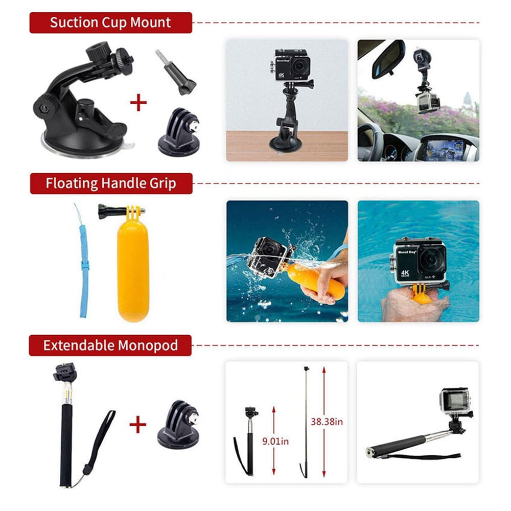 Techsuit - Σετ Αξεσουάρ Camquest 15 Σε 1 (sa15) - Για Κάμερα Gopro - Μαύρο - Image 2