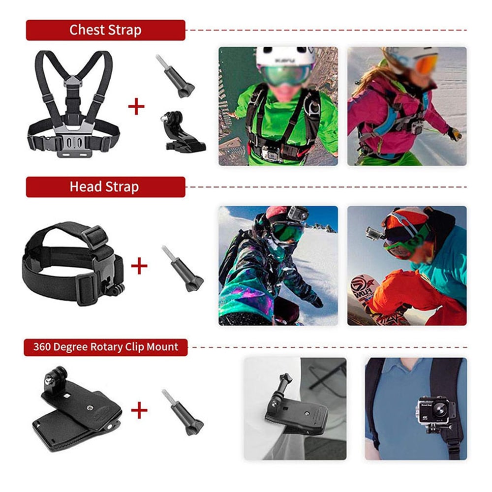 Techsuit - Σετ Αξεσουάρ Camquest 15 Σε 1 (sa15) - Για Κάμερα Gopro - Μαύρο - Image 3