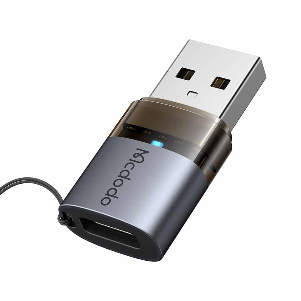 Mcdodo - Otg Adapter (ot-7580) - Type-C To Usb3.0, Aluminium Alloy, Charging&data Sync, With Indicator Light, Lanyard - Black - Image 3