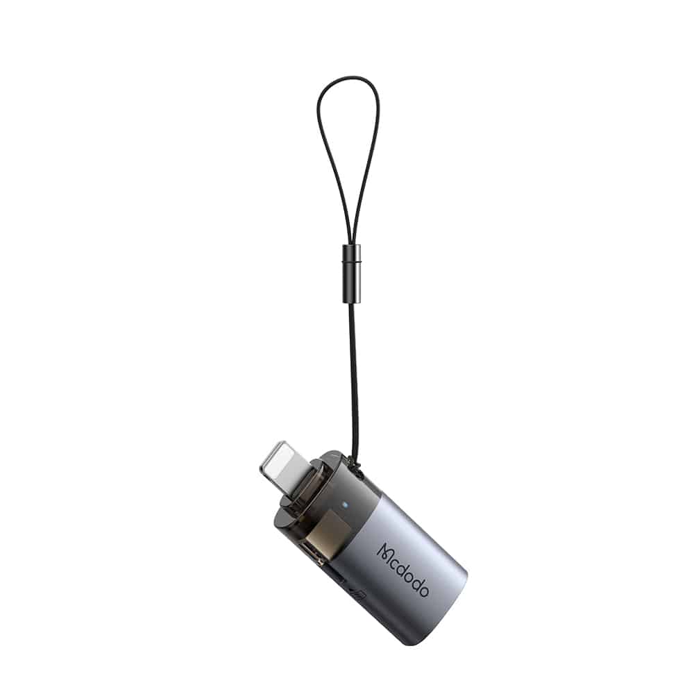 Mcdodo - Otg Adapter (ot-7850) - Usb To Lightning, With Tf Card Reader, Fast Data Transfer, 480mbps, Led, Lanyard - Black - Image 2
