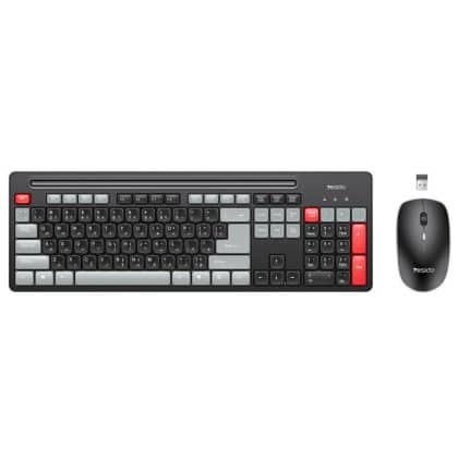 Yesido - Wireless Keyboard And Mouse Set (kb43) - 2.4ghz, 104 Keys, Dpi:800-1000-1600, Fast Transmission, Low Latency - Black