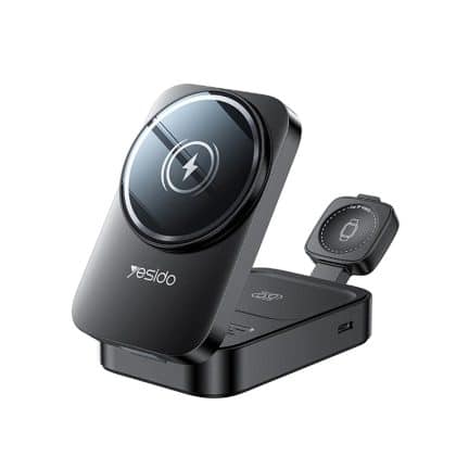 Yesido - Wireless Charging Station 3in1 (ds27) - για iPhone, Apple Watch, Airpods, Magnetic, Foldable, Holder, 15w - Black