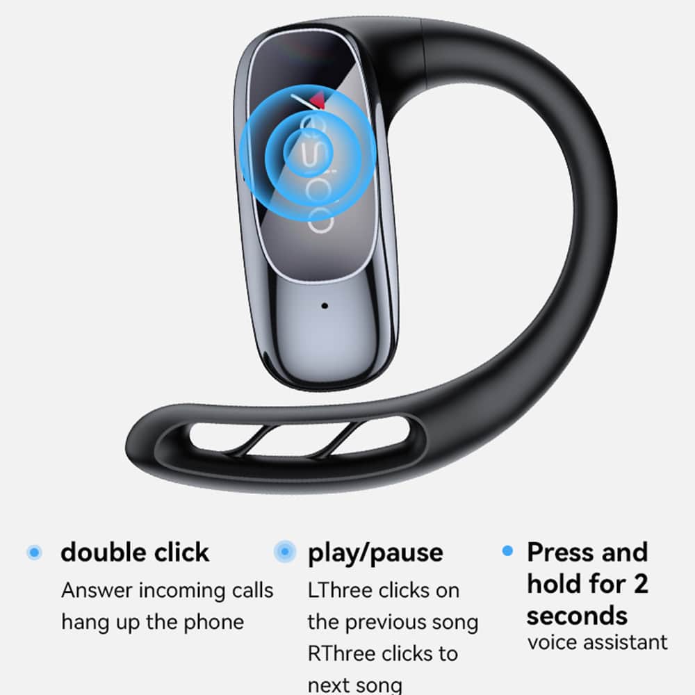 Yesido - Wireless Earbuds (ysp24) - With Bluetooth V5.4, Open-Ear Design, 400mah, Type-C - Black - Image 7