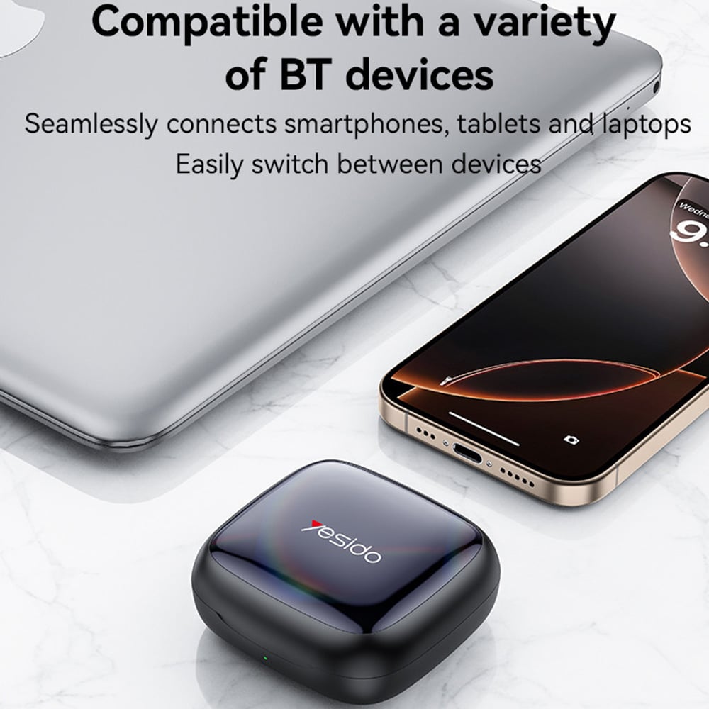 Yesido - Wireless Earbuds (ysp24) - With Bluetooth V5.4, Open-Ear Design, 400mah, Type-C - Black - Image 6
