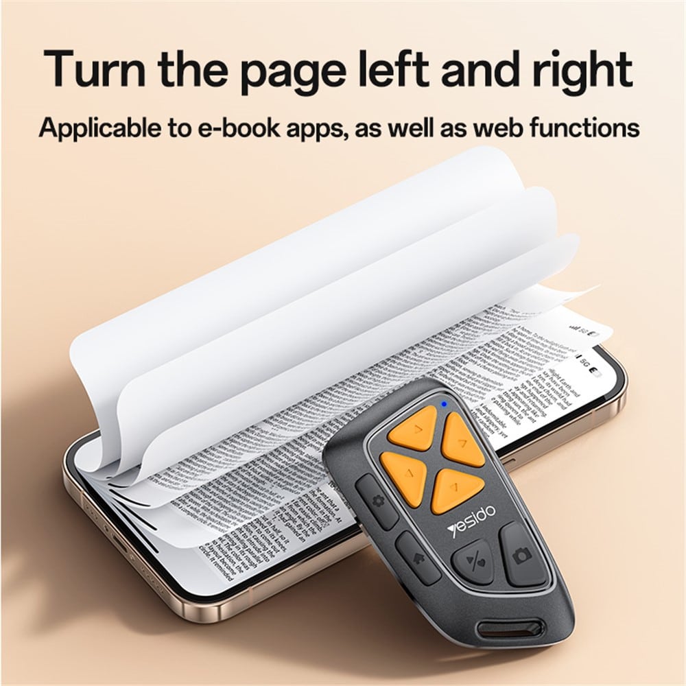 Yesido - Bluetooth Remote Control (sf25) - Swipe Videos/read Novels/take Photos Remotely, 200mah - Black - Image 2