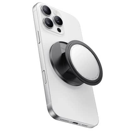 Mcdodo - 2in1 Foldable Magnetic Phone Stand (mr-7912) - With Built-In Makeup Mirror, Leather - Black