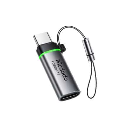 Mcdodo - Adapter Auto Power Off (ot-6010) - Lightning To Type-C, 60w, 3a, 480mbps, Charging & Data Sync, With Lanyard - Black