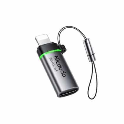 Mcdodo - Adapter Auto Power Off (ot-2590) - Usb-C To Lightning, 36w, 3a, 480mbps, E-Mark Chip, Fast Charge, Lanyard - Black
