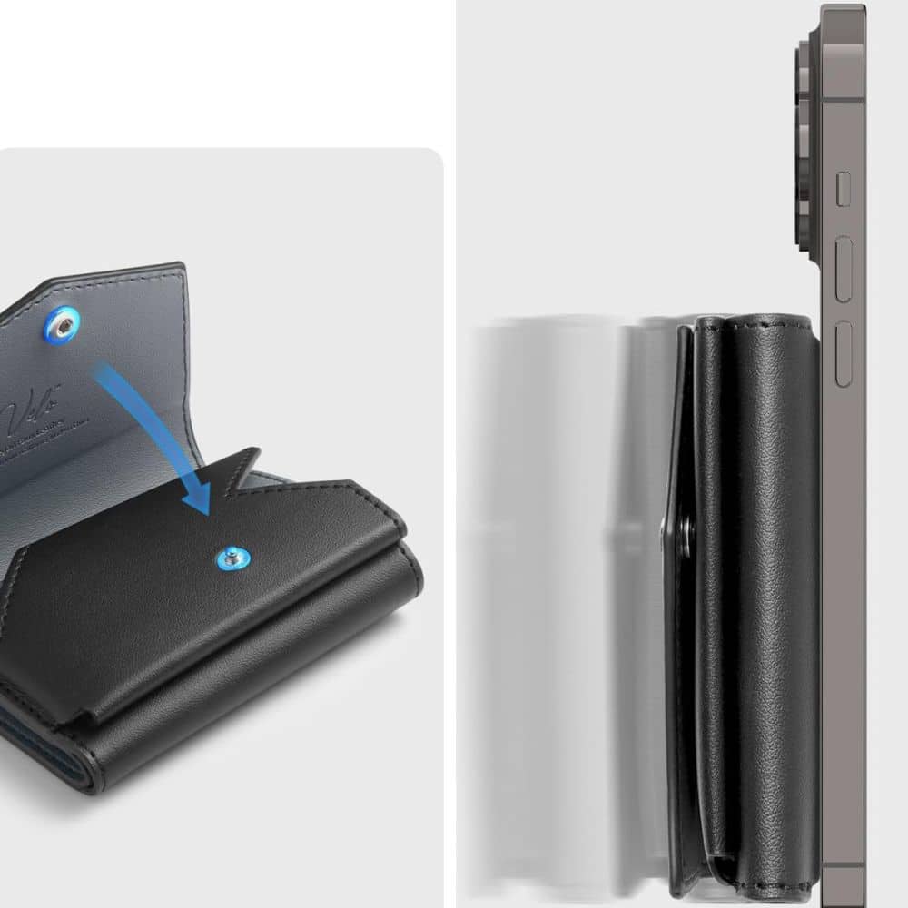 Spigen - Magsafe Wallet Valentinus Pro - 3 Cards Storage, Universal, Magnetic Grip, Slim Design, Secure Fit - Black - Image 10