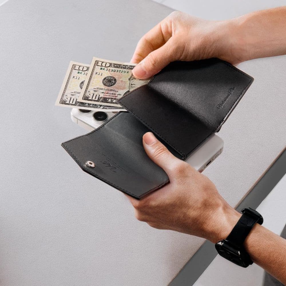 Spigen - Magsafe Wallet Valentinus Pro - 3 Cards Storage, Universal, Magnetic Grip, Slim Design, Secure Fit - Black - Image 9