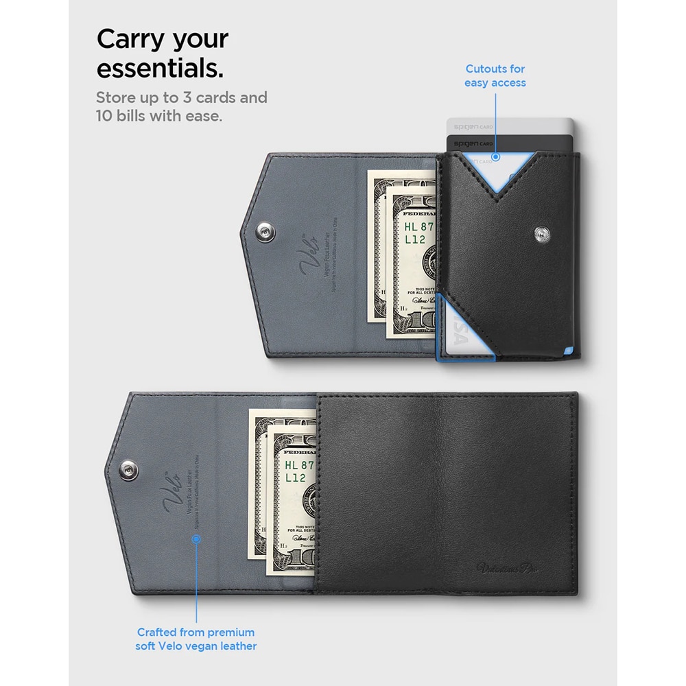 Spigen - Magsafe Wallet Valentinus Pro - 3 Cards Storage, Universal, Magnetic Grip, Slim Design, Secure Fit - Black - Image 14