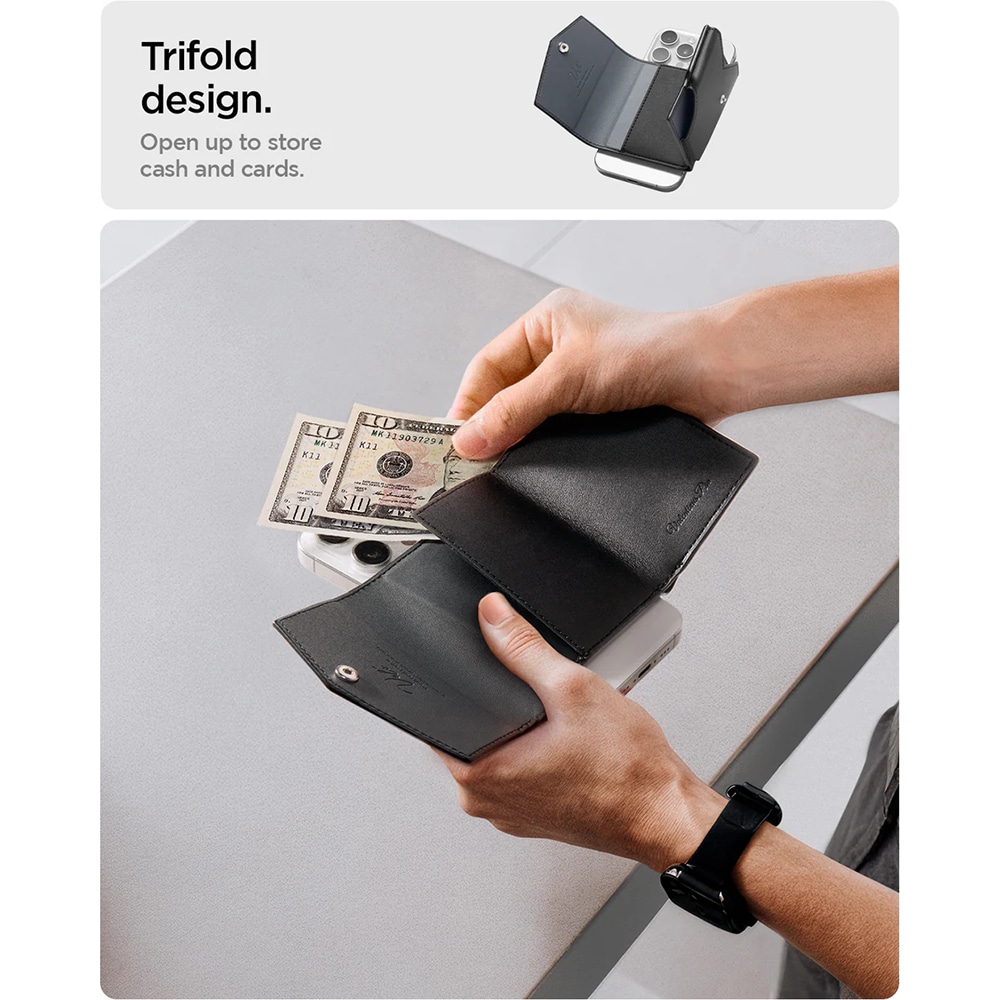 Spigen - Magsafe Wallet Valentinus Pro - 3 Cards Storage, Universal, Magnetic Grip, Slim Design, Secure Fit - Black - Image 15