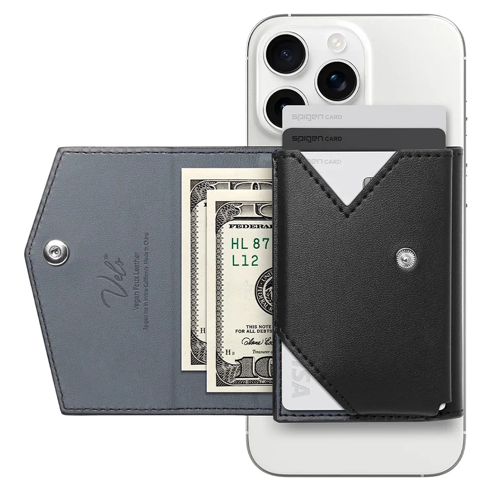 Spigen - Magsafe Wallet Valentinus Pro - 3 Cards Storage, Universal, Magnetic Grip, Slim Design, Secure Fit - Black - Image 2