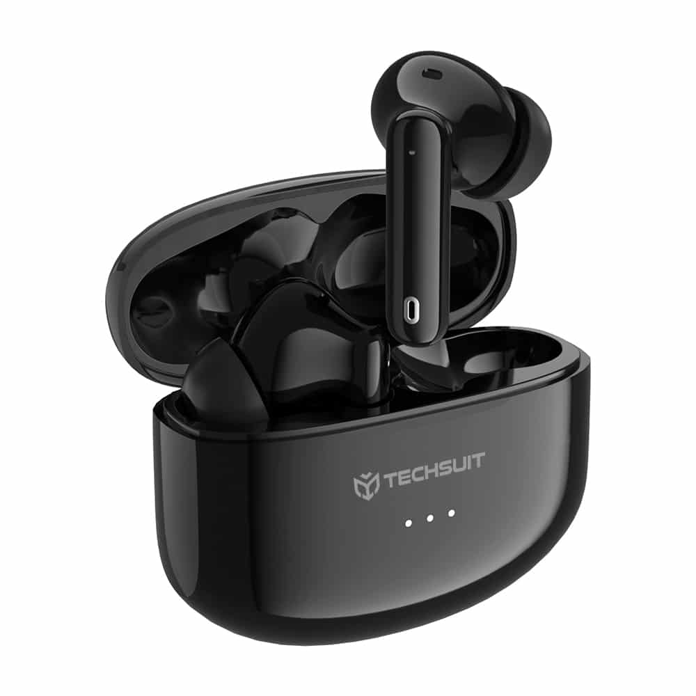 Techsuit - Premium Wireless Earbuds Audira pro (cw1) - Bluetooth V5.4, 300mah, Active Noise Cancelling, 4 Mic - Black - Image 3