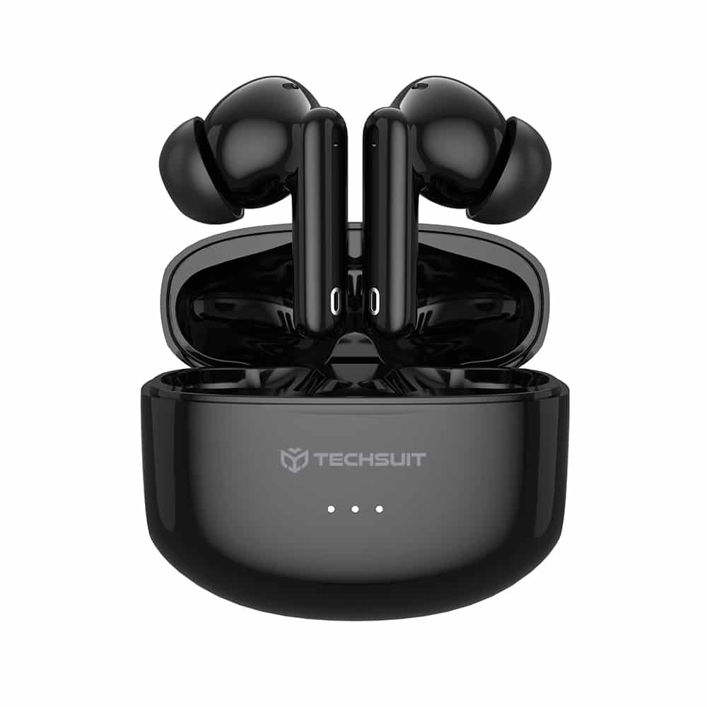 Techsuit - Premium Wireless Earbuds Audira pro (cw1) - Bluetooth V5.4, 300mah, Active Noise Cancelling, 4 Mic - Black - Image 2