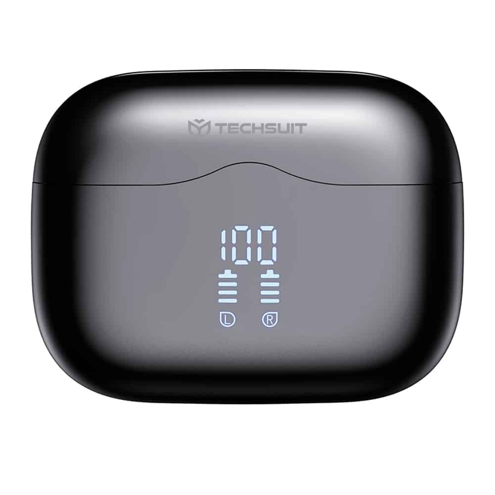 Techsuit - Premium Wireless Earbuds Velarx one (cw2) - Bluetooth V5.4, 300mah, Anc, Enc, 4 Mic - Black - Image 2