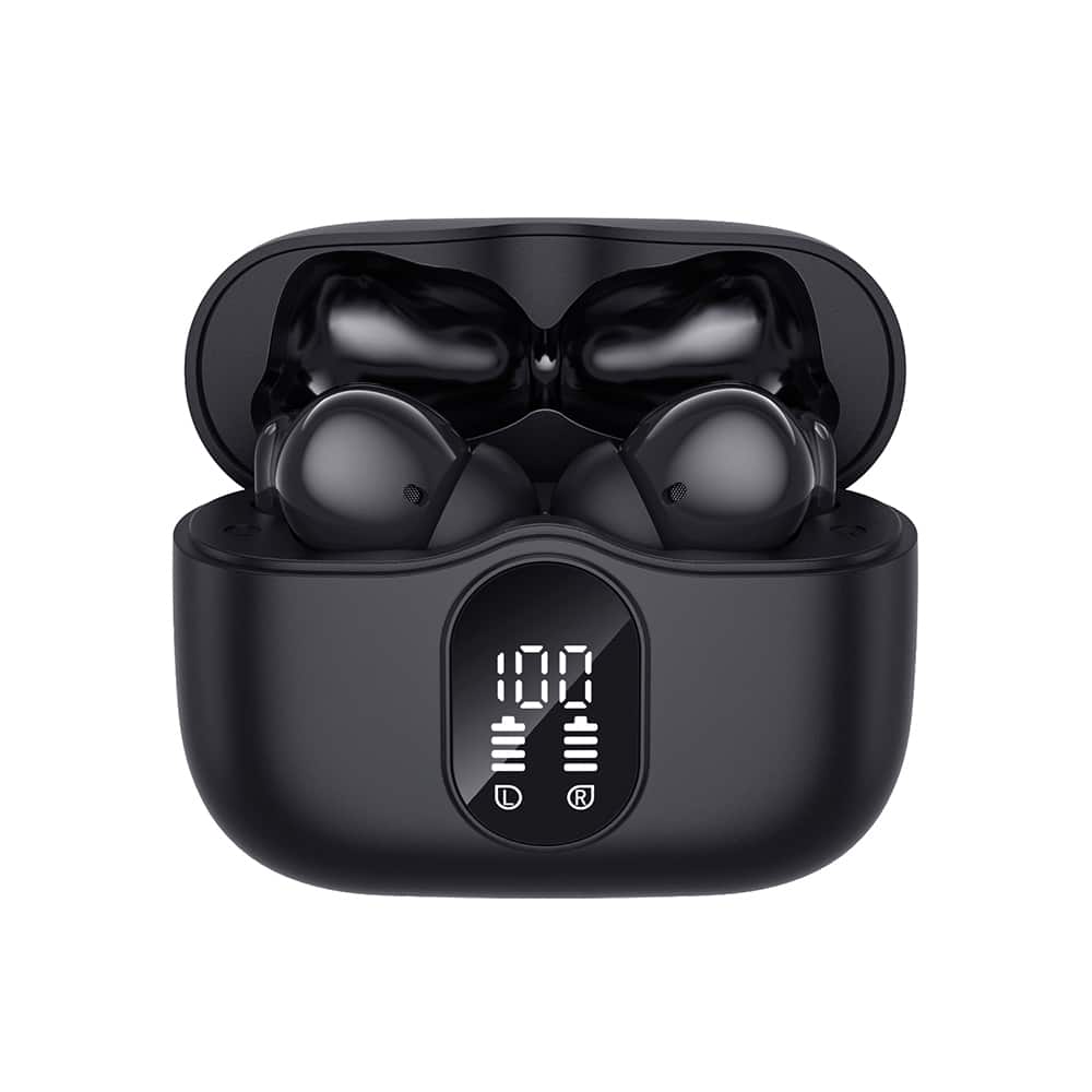 Techsuit - Premium Wireless Earbuds Wavebeat 100 (cw3) - Bluetooth V5.4, 300mah, Anc, Enc, 4 Mic - Black - Image 4