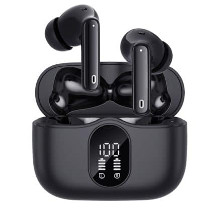 Techsuit - Premium Wireless Earbuds Wavebeat 100 (cw3) - Bluetooth V5.4, 300mah, Anc, Enc, 4 Mic - Black