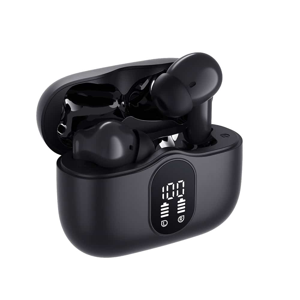 Techsuit - Premium Wireless Earbuds Wavebeat 100 (cw3) - Bluetooth V5.4, 300mah, Anc, Enc, 4 Mic - Black - Image 5