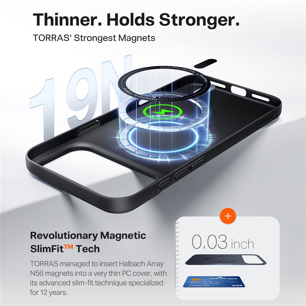 Torras SlimFit MagSafe Series - θήκη για Apple iPhone 17 Pro Max - Μαύρο - Image 6