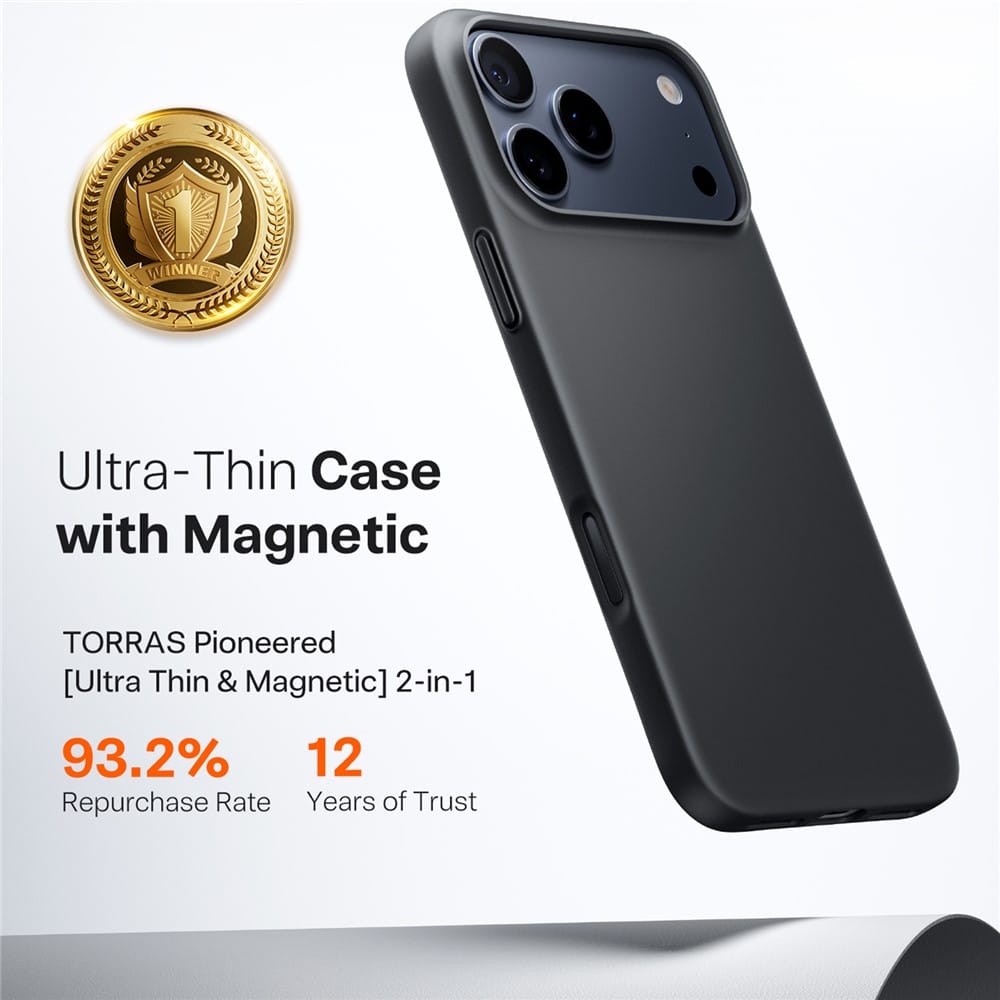 Torras SlimFit MagSafe Series - θήκη για Apple iPhone 17 Pro Max - Μαύρο - Image 5