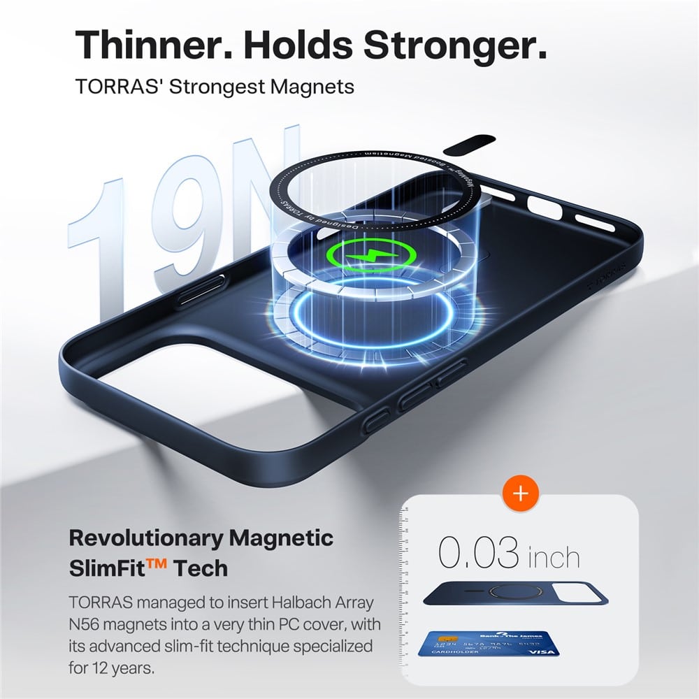 Torras SlimFit MagSafe Series - θήκη για Apple iPhone 17 Pro Max - Διάφανο - Image 3