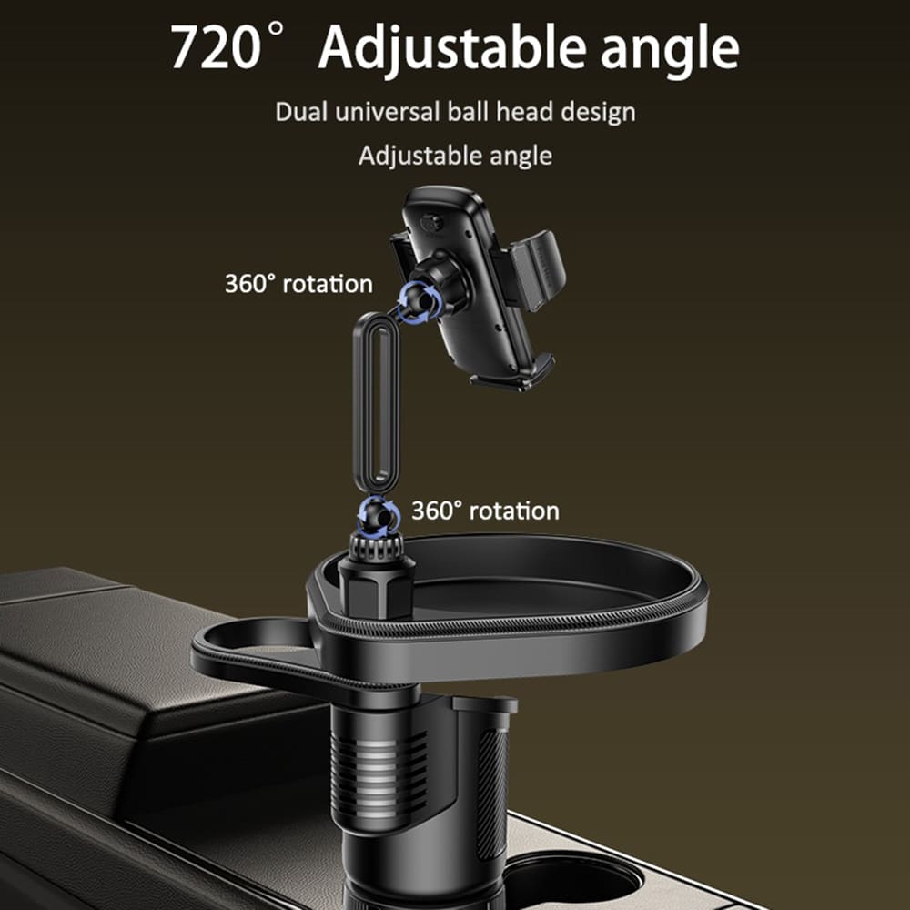 Yesido - Car Holder 4in1 (c274) - Cup Storage, Phone Mount And Sundries Storage, 720° Adjustable Angle, 4.7-7.2" - Black - Image 2