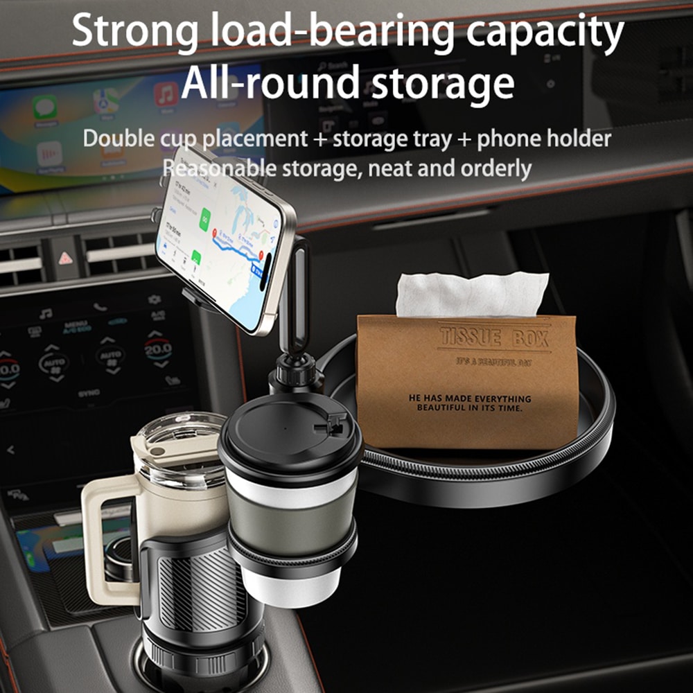 Yesido - Car Holder 4in1 (c274) - Cup Storage, Phone Mount And Sundries Storage, 720° Adjustable Angle, 4.7-7.2" - Black - Image 10
