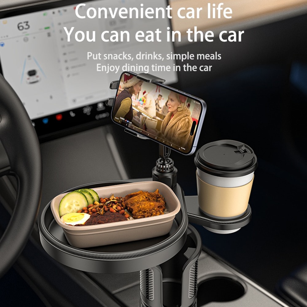 Yesido - Car Holder 4in1 (c274) - Cup Storage, Phone Mount And Sundries Storage, 720° Adjustable Angle, 4.7-7.2" - Black - Image 8