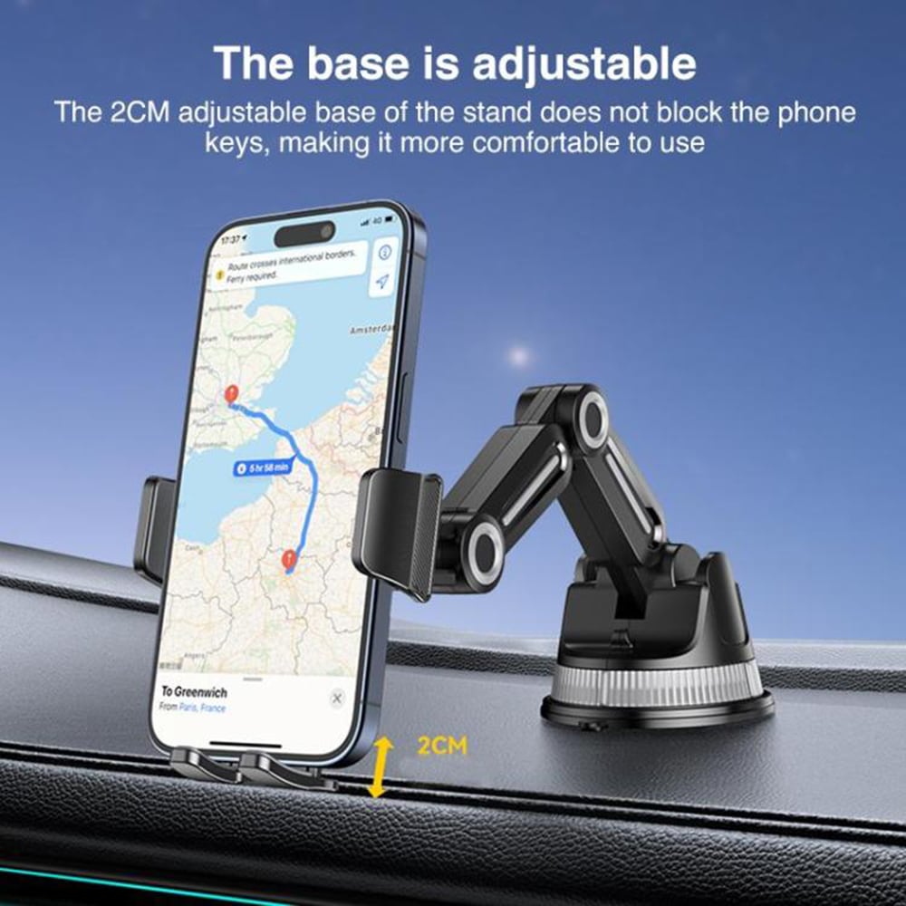 Yesido - Car Holder (c275) - For Dashboard, 1260-Degree All-Round Adjustment Design, 4.7-7.2" Phone - Black - Image 4