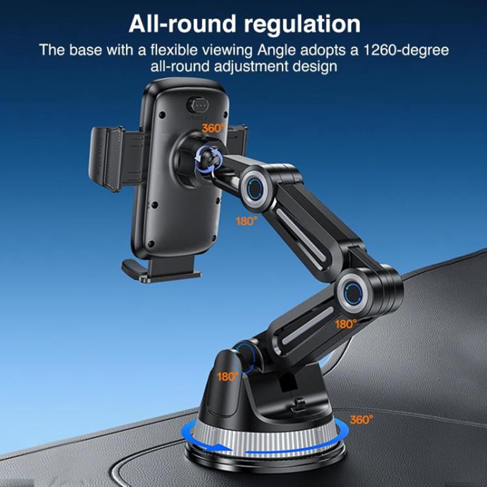 Yesido - Car Holder (c275) - For Dashboard, 1260-Degree All-Round Adjustment Design, 4.7-7.2" Phone - Black - Image 6