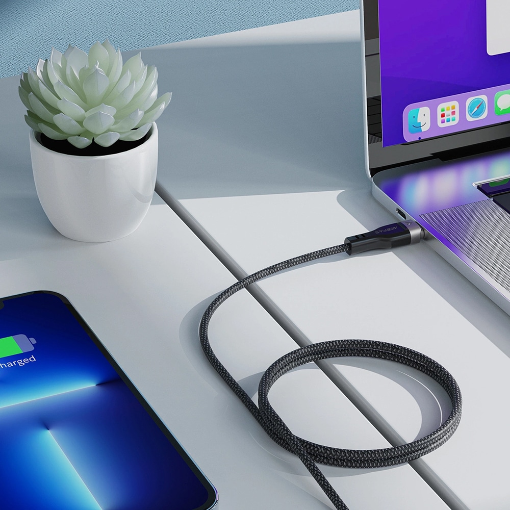 Acefast - Data Καλώδιο (c11-03) - Magnetic Winding, Fast Charging, Type-C To Type-C, 60w, 3a, Adjustable Lenght, 1.2m - Black - Image 5