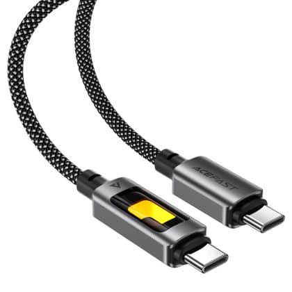 Acefast - Data Καλώδιο (c21-03) - Fast Charge, Type-C To Type-C, 60w, 3a, Colorful Gradient Lighting Effect, 1.2m - Black
