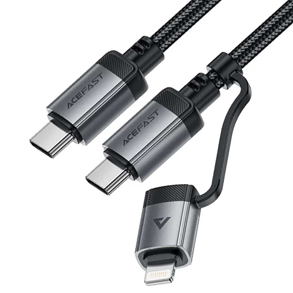 Acefast - Data Καλώδιο (c20-01) - Usb-C To Type-C, Lightning, 60w, Fast Charging, Bend-Resistant, Mfi Certified, 1.2m - Black - Image 2