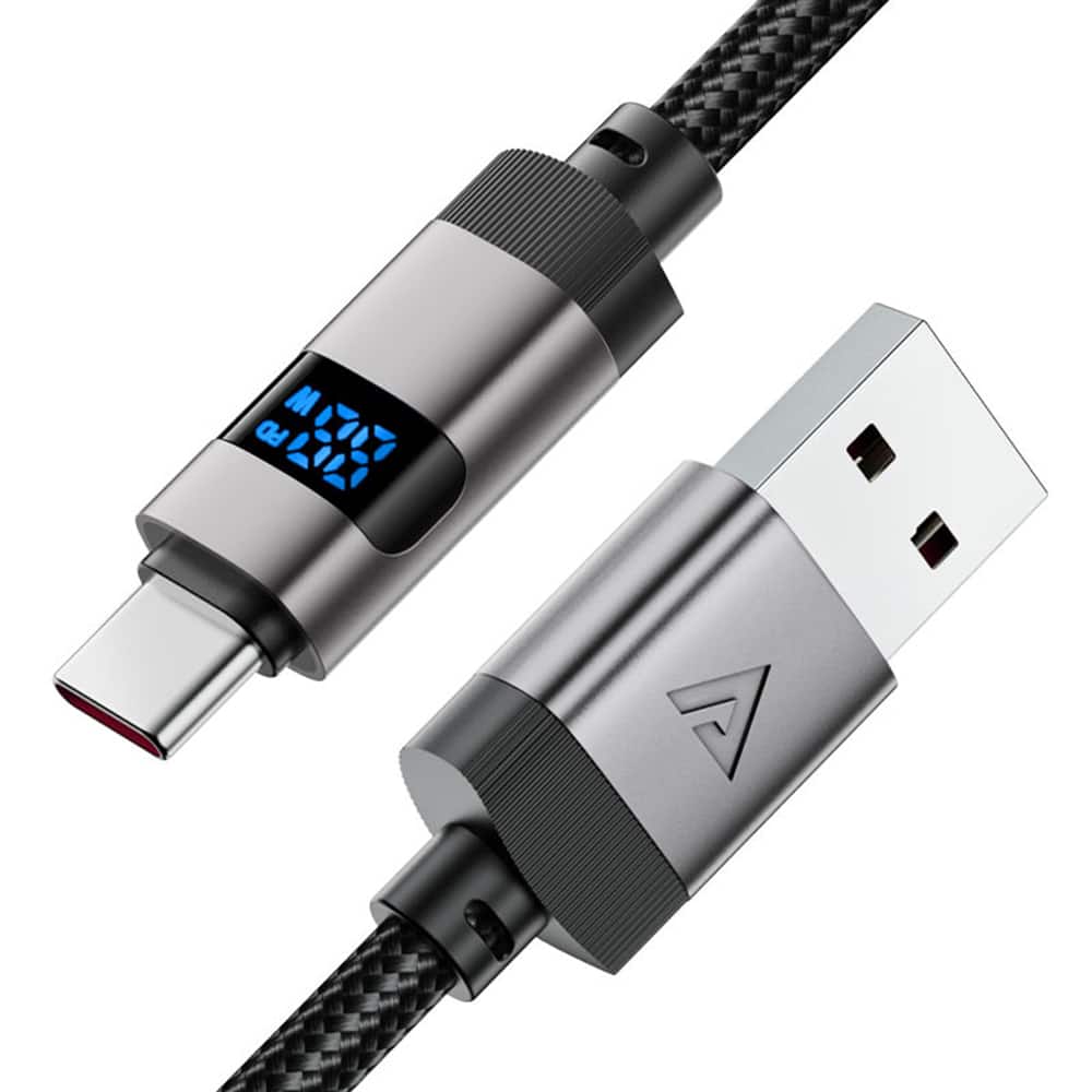 Acefast - Data Καλώδιο (c15-04) - With Digital Display, Fast Charging, Usb-A To Type-C, 66w, Zinc Alloy, 1.2m - Black - Image 3
