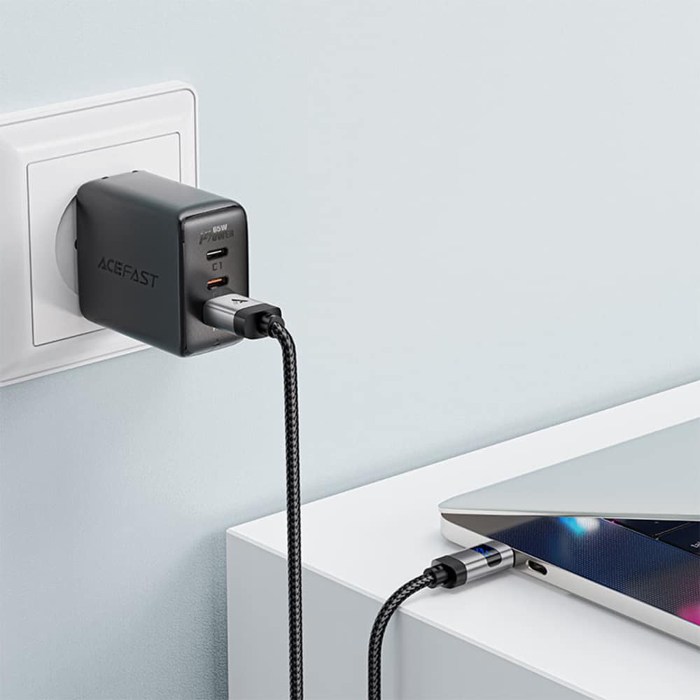 Acefast - Data Καλώδιο (c15-04) - With Digital Display, Fast Charging, Usb-A To Type-C, 66w, Zinc Alloy, 1.2m - Black - Image 5