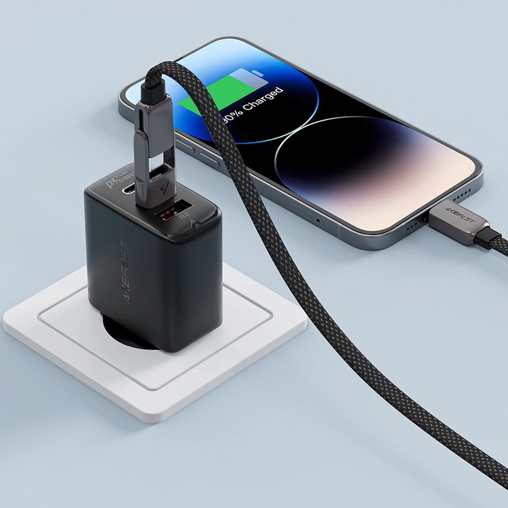 Acefast - Data Καλώδιο (c13-04) - Fast Charge, Type-C To Usb, Type-C, 60w, 3a, Bend-Resistant, Zinc Alloy, 1.2m - Black - Image 3