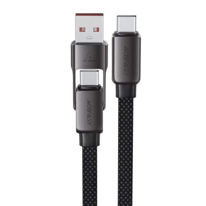 Acefast - Data Καλώδιο (c13-05) - Fast Charge, Type-C To Usb, Type-C, 60w, 3a, Bend-Resistant, Short Design, 0.2m - Black