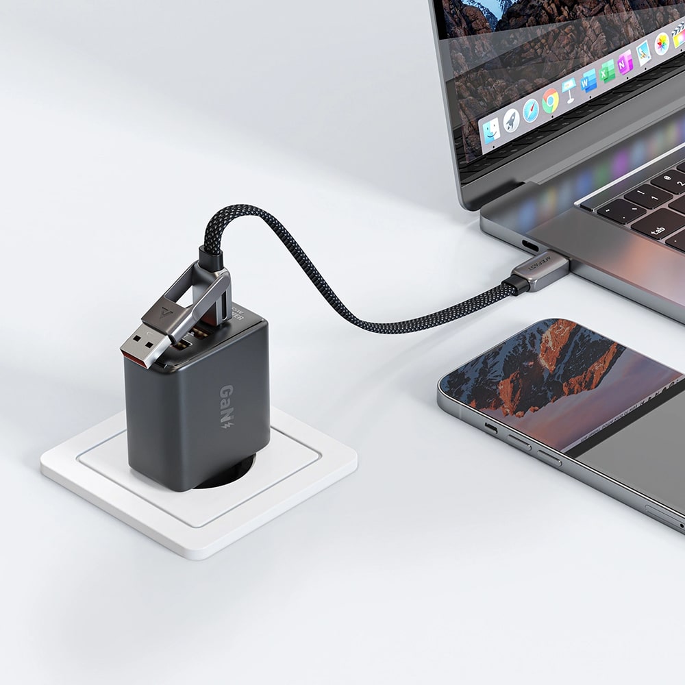 Acefast - Data Καλώδιο (c13-05) - Fast Charge, Type-C To Usb, Type-C, 60w, 3a, Bend-Resistant, Short Design, 0.2m - Black - Image 5