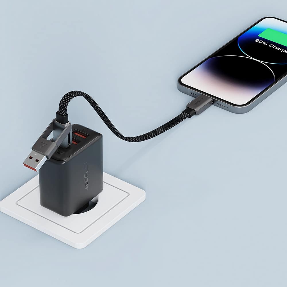 Acefast - Data Καλώδιο (c13-05) - Fast Charge, Type-C To Usb, Type-C, 60w, 3a, Bend-Resistant, Short Design, 0.2m - Black - Image 7
